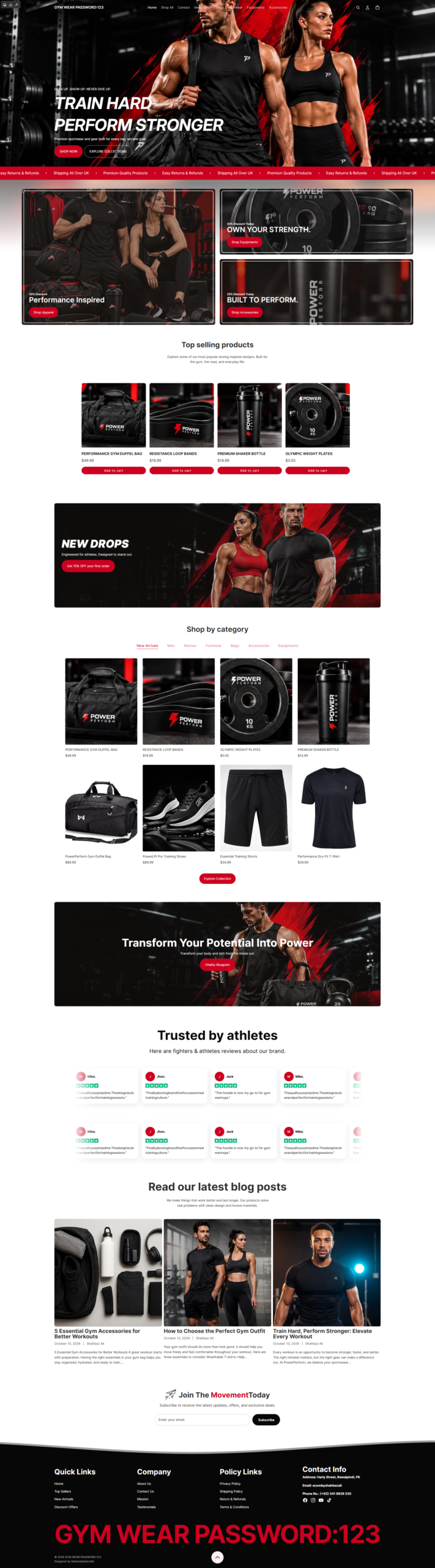 gym wear red layout