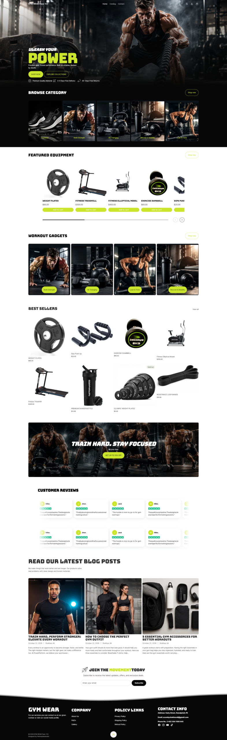 latest green layout for gym workout gadgets